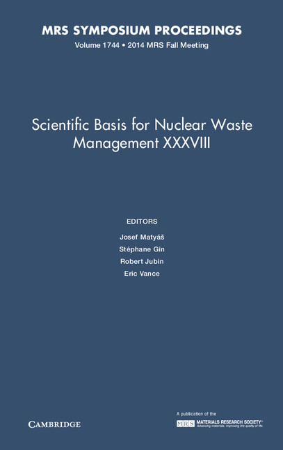 Book Scientific Basis for Nuclear Waste Management XXXVIII: Volume 1744 Josef Matyáš