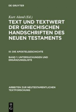 Kniha Untersuchungen und Erganzungsliste Kurt Aland