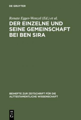 Carte Einzelne Und Seine Gemeinschaft Bei Ben Sira Renate Egger-Wenzel