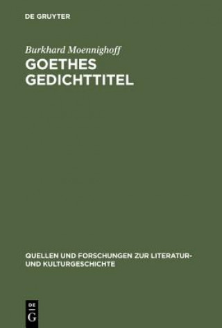 Book Goethes Gedichttitel Burkhard Moennighoff