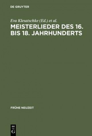 Книга Meisterlieder des 16. bis 18. Jahrhunderts Horst Brunner