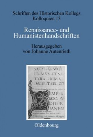 Kniha Renaissance- und Humanistenhandschriften Johanne Autenrieth