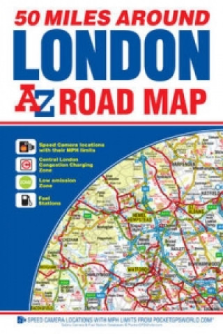 Tiskovina 50 Miles Around London Road Map Geographers A-Z