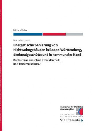 Könyv Energetische Sanierung von Nichtwohngebauden in Baden-Wurttemberg, denkmalgeschutzt und in kommunaler Hand Miriam Rabe