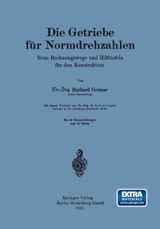 Könyv Die Getriebe Fur Normdrehzahlen Ruthard Germar