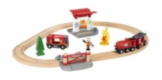 Game/Toy BRIO World 33815 Feuerwehr-Set - Holzeisenbahn-Set inklusive Feuerwehr-Auto mit Licht und Sound - Empfohlen für Kinder ab 3 Jahren BRIO®