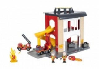 Joc / Jucărie BRIO World 33833 Große Feuerwehr Station - Feuerwache mit Feuerwehr-Einsatzfahrzeug und Feuerwehrmann - Kleinkindspielzeug empfohlen ab 3 Jahren BRIO®