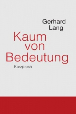 Kniha Kaum von Bedeutung Gerhard Lang