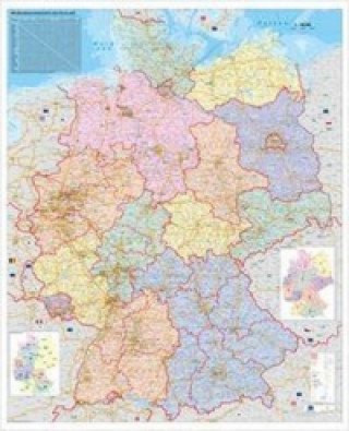 Tiskovina Stiefel Wandkarte Großformat Deutschland politisch mit Wappen Heinrich Stiefel
