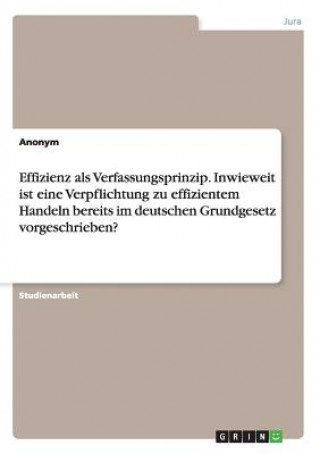 Carte Effizienz als Verfassungsprinzip. Inwieweit ist eine Verpflichtung zu effizientem Handeln bereits im deutschen Grundgesetz vorgeschrieben? Anonym