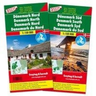 Materiale tipărite Denmark North - South Road Map, 2 Sheets with Biking Routes 1:150 000 