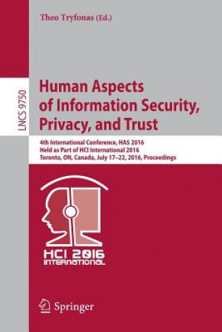 Könyv Human Aspects of Information Security, Privacy, and Trust Theo Tryfonas