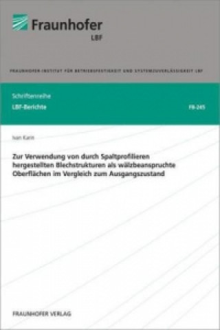 Książka Zur Verwendung von durch Spaltprofilieren hergestellten Blechstrukturen als wälzbeanspruchte Oberflächen im Vergleich zum Ausgangszustand. Ivan Karin