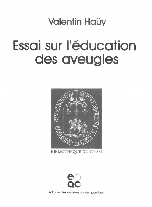 Carte Essai Sur L'Eeducation Des Aveugles Valentin Hahuy