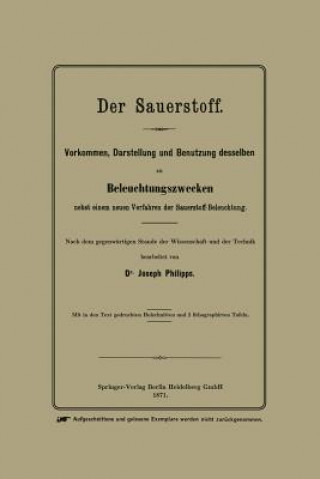 Livre Der Sauerstoff Joseph Phillips