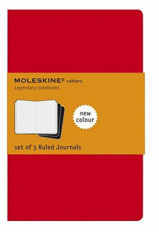 Kniha Moleskine Ruled Cahier L - Red Cover (3 Set) Moleskine