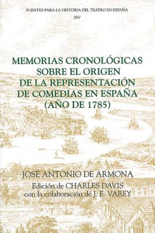 Libro Memorias cronologicas sobre el origen de la representacion de comedias en Espana (ano de 1785) Jose Antonio de Armona