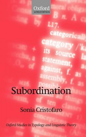 Kniha Subordination Sonia Cristofaro