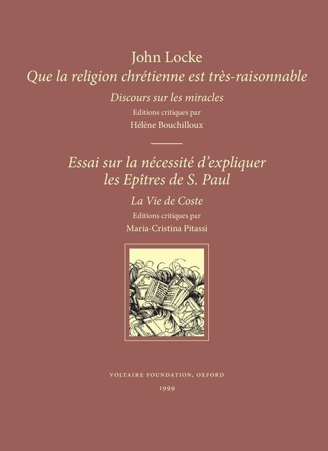 Carte Que la Religion Chretienne est Tres Raisonnable - Discours sur les Miracles John Locke