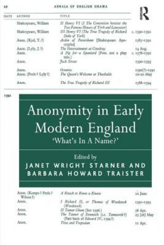 Kniha Anonymity in Early Modern England Barbara Howard Traister