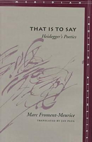 Carte That Is to Say: Heidegger's Poetics Marc Froment-Meurice