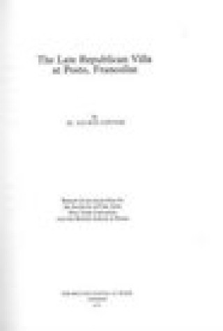 Könyv Late Republican Villa at Posto, Francolise M.Alwyn Cotton