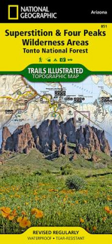 Tiskovina Superstition & Four Peaks Wilderness Areas, Tonto National Forest National Geographic Maps
