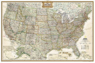 Tiskovina United States Executive, Poster Size, Tubed National Geographic Maps