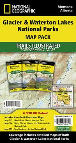 Nyomtatványok Glacier/waterton Lakes National Parks,map Pack Bundle National Geographic Maps