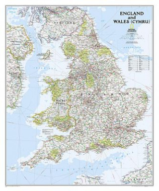 Prasa England and Wales Classic, Laminated National Geographic Maps