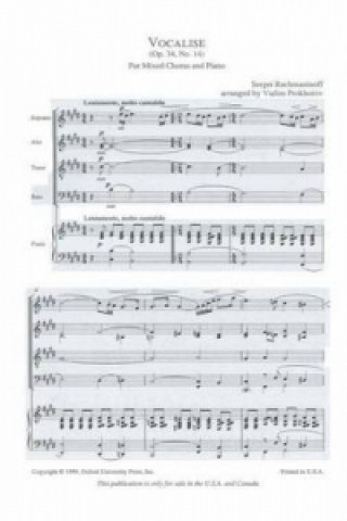 Tiskani izdelki Vocalise SERGEI RACHMANINOV