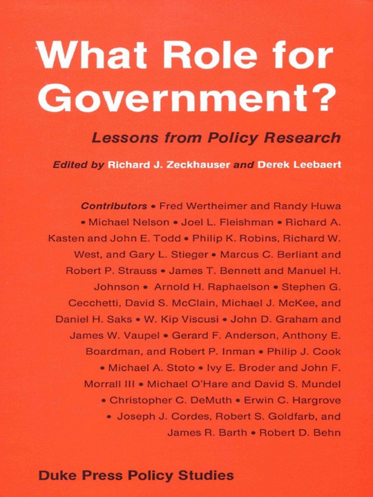 Book What Role for Government? Richard J. Zeckhauser