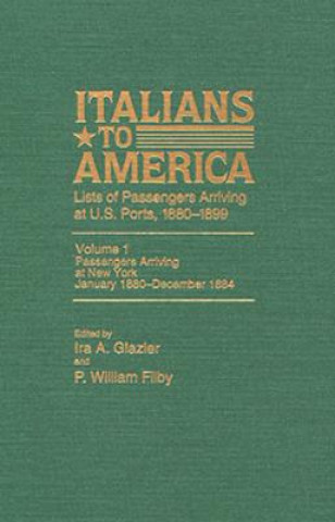 Libro Italians to America, Jan. 1880 - Dec. 1884 Ira A. Glazier