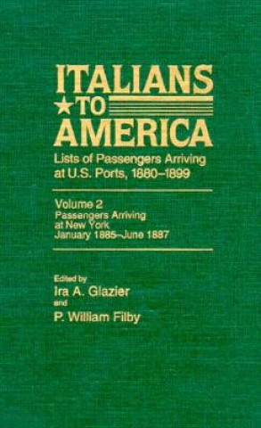 Książka Italians to America, Jan. 1885 - June 1887 William P. Filby
