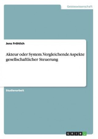 Kniha Akteur oder System. Vergleichende Aspekte gesellschaftlicher Steuerung Jens Fröhlich