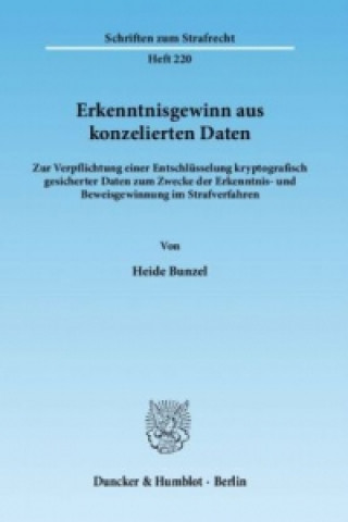 Kniha Erkenntnisgewinn aus konzelierten Daten. Heide Bunzel