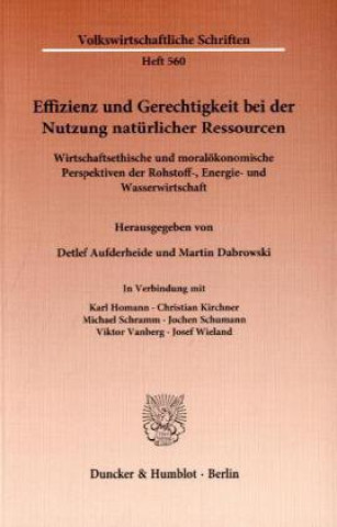 Könyv Effizienz und Gerechtigkeit bei der Nutzung natürlicher Ressourcen Detlef Aufderheide