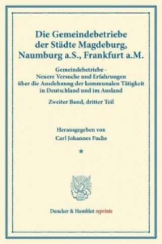 Książka Die Gemeindebetriebe der Städte Magdeburg, Naumburg a.S., Frankfurt a.M.. Bd.2, Tl. 3 Carl Johannes Fuchs