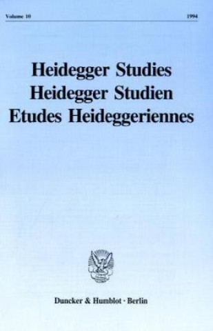 Kniha Heidegger Studies / Heidegger Studien / Etudes Heideggeriennes. Parvis Emad