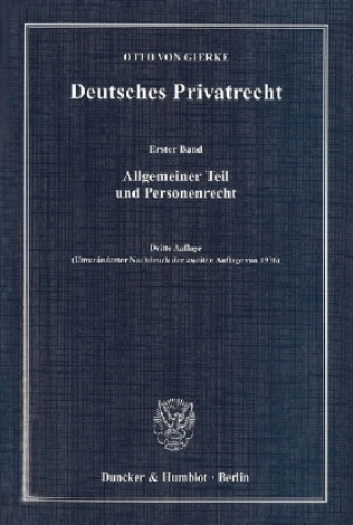Könyv Deutsches Privatrecht. 4 Bände., 4 Teile Otto von Gierke