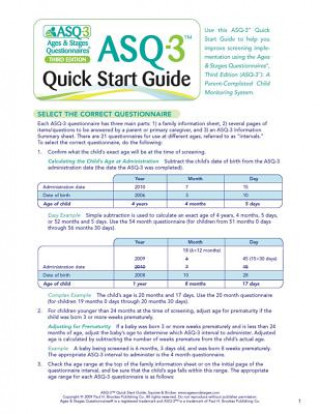 Könyv Ages & Stages Questionnaires (R) (ASQ (R)-3): Quick Start Guide (English) Jane Squires