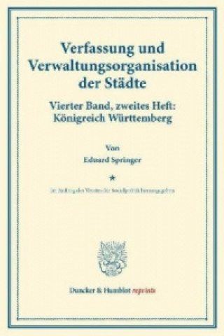 Carte Verfassung und Verwaltungsorganisation der Städte. Eduard Springer