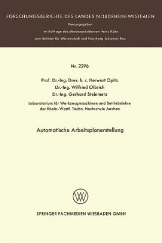 Könyv Automatische Arbeitsplanerstellung Herwart Opitz
