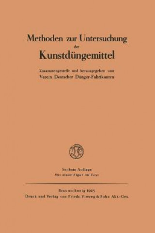 Kniha Methoden Zur Untersuchung Der Kunstdungemittel 