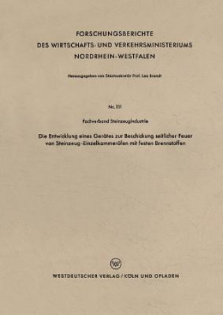 Kniha Entwicklung Eines Gerates Zur Beschickung Seitlicher Feuer Von Steinzeug-Einzelkammeroefen Mit Festen Brennstoffen Fachverband Steinzeugindustrie