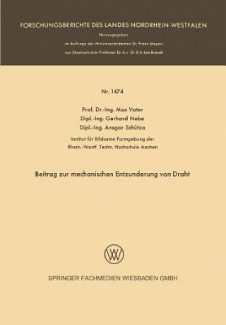 Könyv Beitrag Zur Mechanischen Entzunderung Von Draht Max Vater