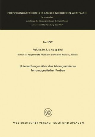 Knjiga Untersuchungen  ber Das Abmagnetisieren Ferromagnetischer Proben Heinz Bittel