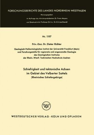 Könyv Schiefrigkeit Und Tektonische Achsen Im Gebiet Des Velberter Sattels (Rheinisches Schiefergebirge) Dieter Richter