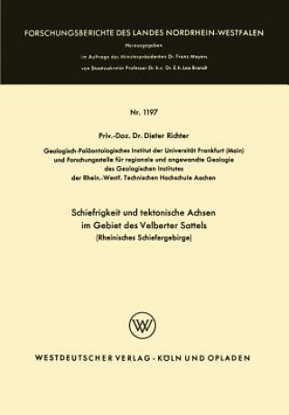 Książka Schiefrigkeit Und Tektonische Achsen Im Gebiet Des Velberter Sattels (Rheinisches Schiefergebirge) Dieter Richter