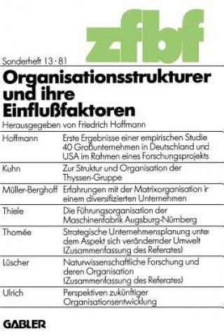 Könyv Organisationsstrukturen Und Ihre Einflussfaktoren Friedrich Hoffmann